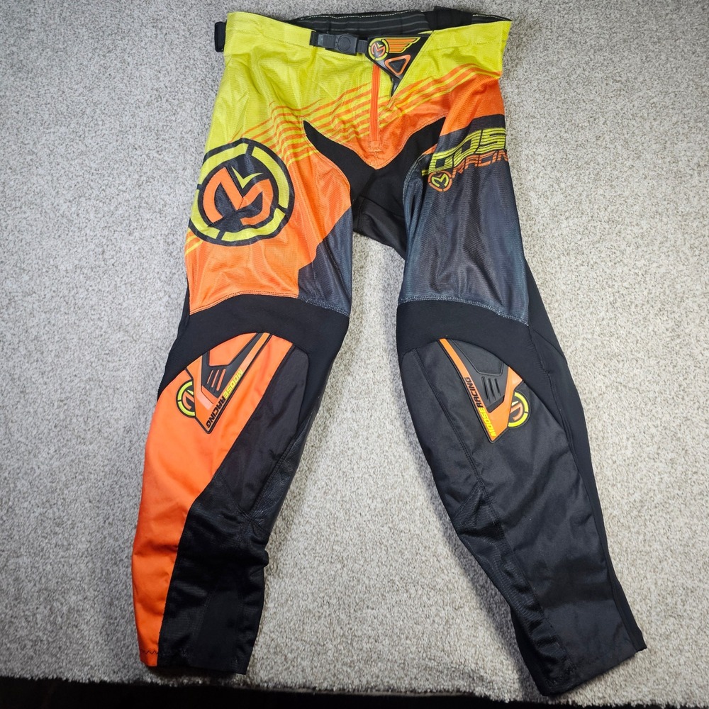 Moose Racing Sahara Motocross Pants Neon Yellow Orange Black Mens 34 MX Offroad